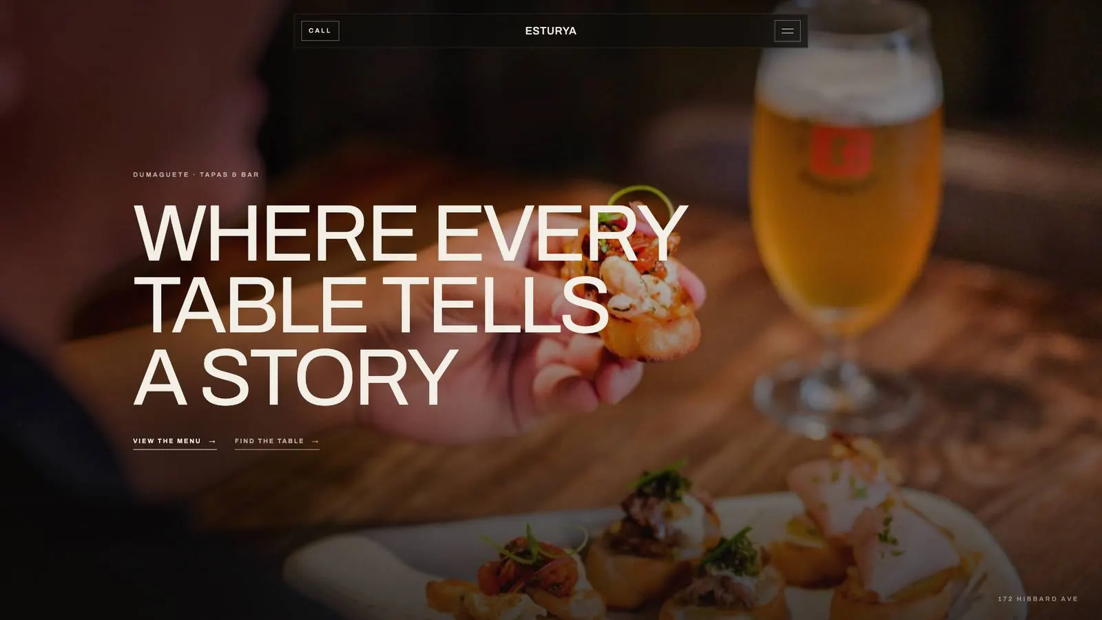 The Esturya website, front page