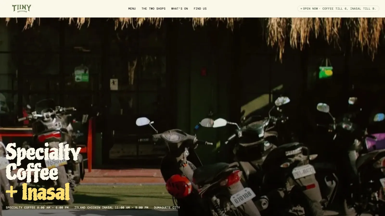 The Tiiny Supershop website, front page